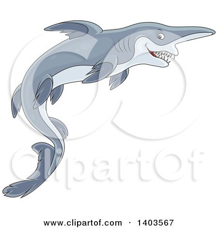 Clipart of a Cartoon Swimming Goblin Sharks - Royalty Free Vector Illustration by Alex Bannykh