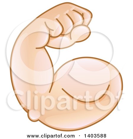 Clipart of a Cartoon Emoji Arm Flexing Its Muscles - Royalty Free Vector Illustration by yayayoyo