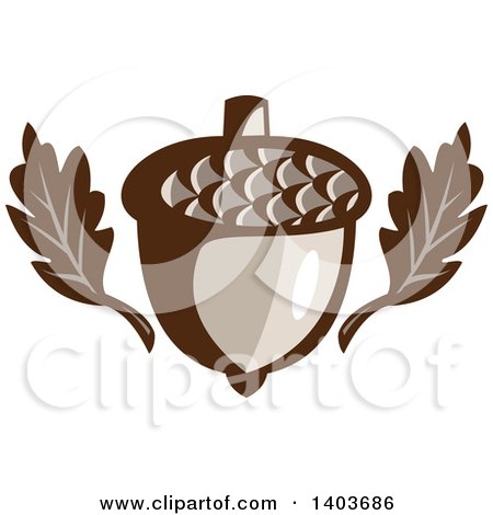 Clipart of Oak Leaves and an Acorn - Royalty Free Vector Illustration by patrimonio