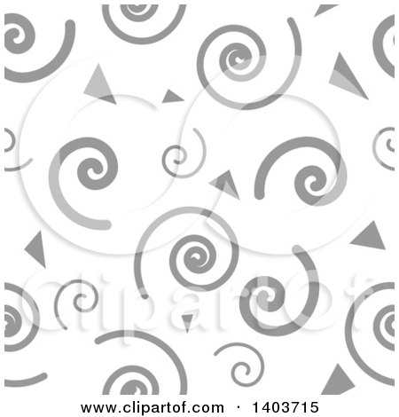 Clipart of a Retro Seamless Grayscale Pattern Background of Spirals and Triangles - Royalty Free Vector Illustration by dero