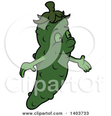 Clipart of a Cartoon Cucumber Character Facing Right - Royalty Free Vector Illustration by dero