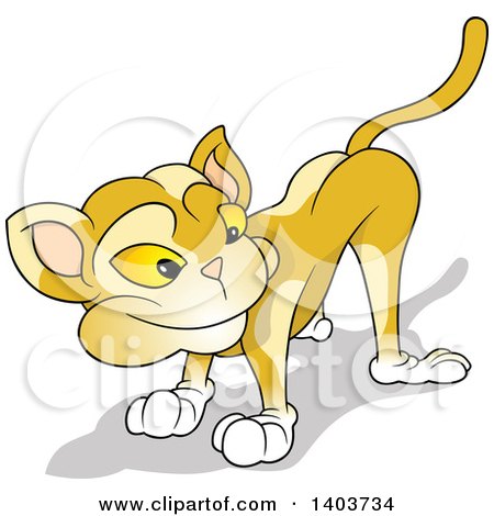 Clipart of a Cartoon Yellow Cat Looking Back - Royalty Free Vector Illustration by dero