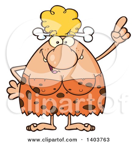 Cartoon Clipart of a Cave Woman with an Idea - Royalty Free Vector Illustration by Hit Toon