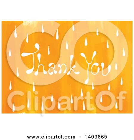 Clipart of a Thank You Design with Rain on Orange - Royalty Free Vector Illustration by Cherie Reve