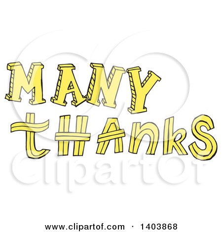 Clipart of a Yellow Many Thanks Design - Royalty Free Vector Illustration by Cherie Reve