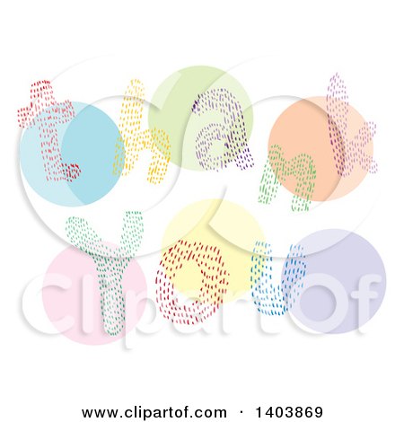 Clipart of a Colorful Thank You Design over Circles - Royalty Free Vector Illustration by Cherie Reve