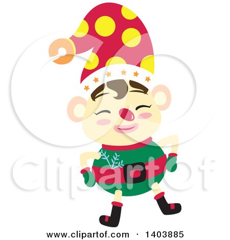 Clipart of a Happy Christmas Elf - Royalty Free Vector Illustration by Cherie Reve