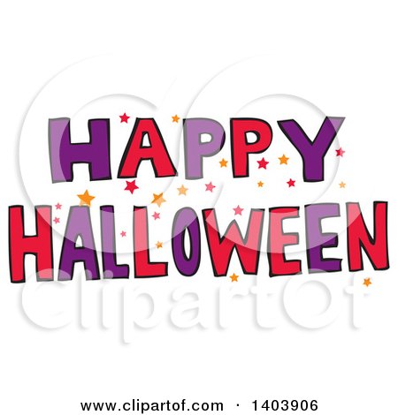 Clipart of a Happy Halloween Greeting Design with Stars - Royalty Free Vector Illustration by Cherie Reve