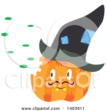 Clipart of a Halloween Jackolantern Pumpkin Wearing a Witch Hat - Royalty Free Vector Illustration by Cherie Reve
