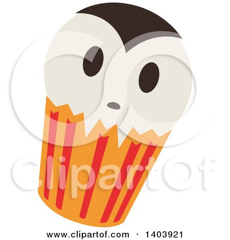 Clipart of a Vampire Halloween Cupcake - Royalty Free Vector Illustration by Cherie Reve
