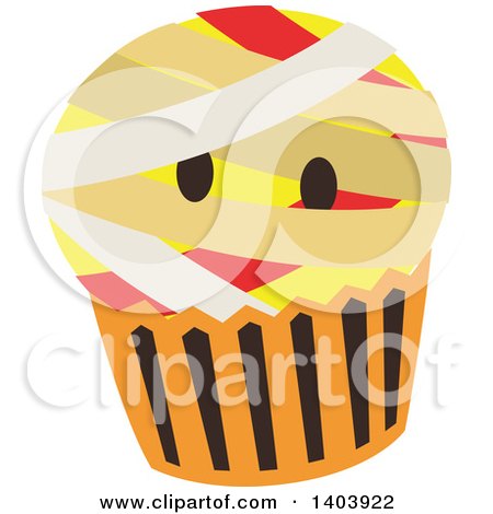 Clipart of a Mummy Halloween Cupcake - Royalty Free Vector Illustration by Cherie Reve