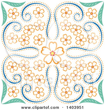 Clipart of a Swirly Floral Design - Royalty Free Vector Illustration by Cherie Reve