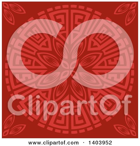 Clipart of a Red Oriental Floral Design - Royalty Free Vector Illustration by Cherie Reve