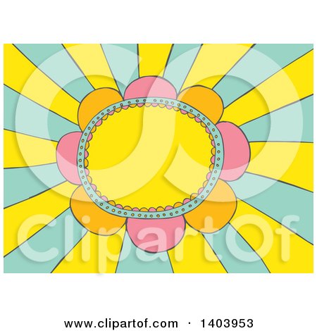 Clipart of a Floral Frame Ove Rays - Royalty Free Vector Illustration by Cherie Reve