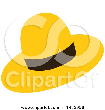 Clipart of a Yellow Hat with a Black Band - Royalty Free Vector Illustration by Cherie Reve