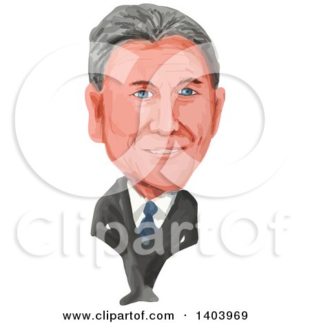 Clipart of a Watercolor Caricature of the President of Argentina, Mauricio Macri - Royalty Free Vector Illustration by patrimonio