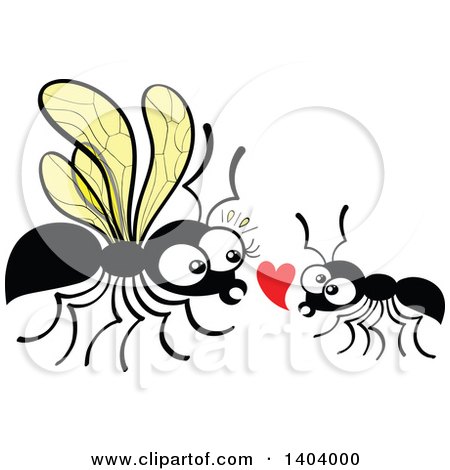 Clipart of an Ant Couple in Love - Royalty Free Vector Illustration by Zooco