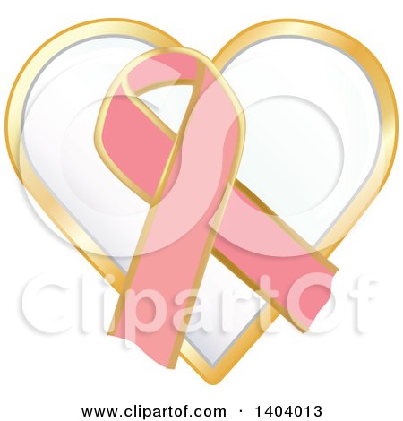 Clipart of a Pink Breast Cancer Awareness Ribbon and Heart Icon - Royalty Free Vector Illustration by inkgraphics