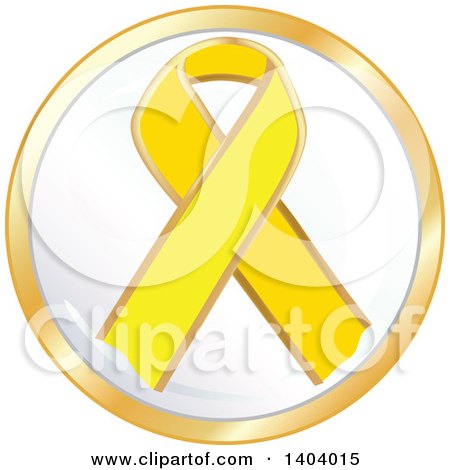 Clipart of a Yellow Awareness Ribbon Icon - Royalty Free Vector Illustration by inkgraphics