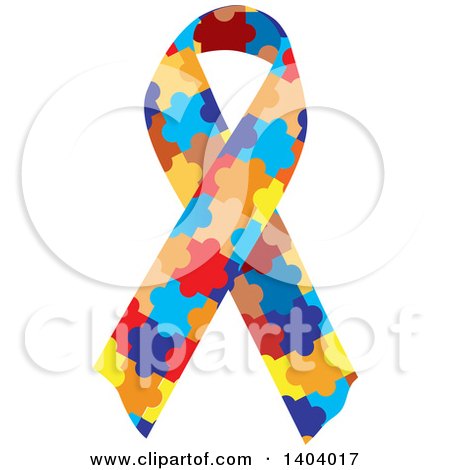 Clipart of a Colorful Puzzle Awareness Ribbon - Royalty Free Vector Illustration by inkgraphics