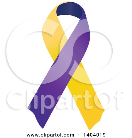 Clipart of a Purple Blue and Marigold Bladder Cancer Awareness Ribbon - Royalty Free Vector Illustration by inkgraphics
