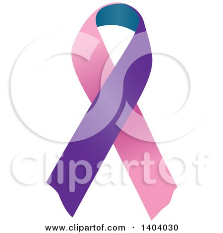 Clipart of a Pink Purple and Teal Thyroid Cancer Awareness Ribbon - Royalty Free Vector Illustration by inkgraphics