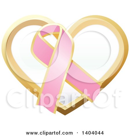 Clipart of a Pink Breast Cancer Awareness Ribbon and Heart Icon - Royalty Free Vector Illustration by inkgraphics