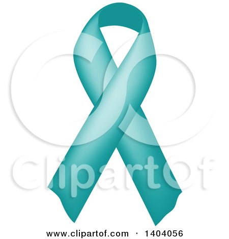 Clipart of a Teal Awareness Ribbon - Royalty Free Vector Illustration by inkgraphics