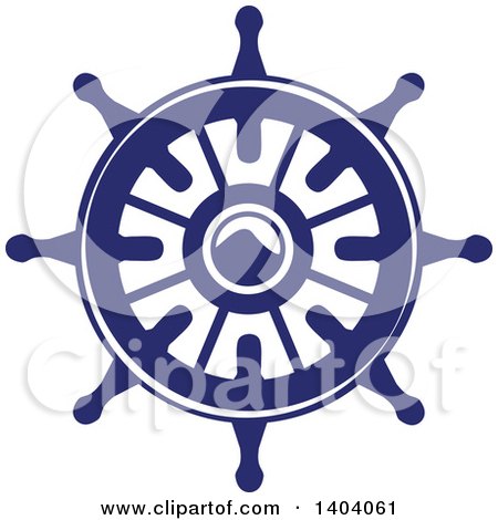 Clipart of a Blue and White Nautical Helm - Royalty Free Vector Illustration by inkgraphics