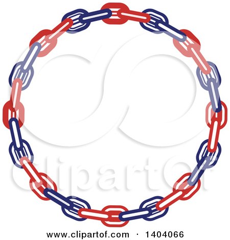 Clipart of a Blue Red and White Nautical Frame Made of Chains - Royalty Free Vector Illustration by inkgraphics