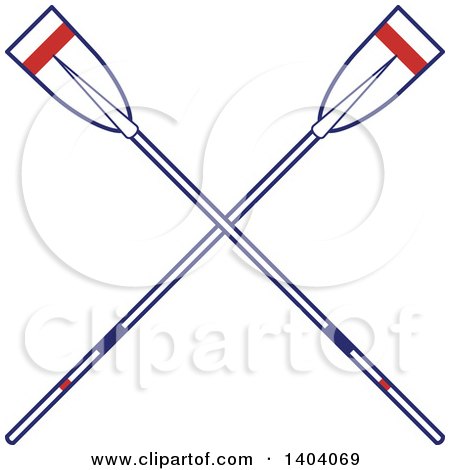 Clipart of Blue Red and White Nautical Crossed Oars - Royalty Free Vector Illustration by inkgraphics