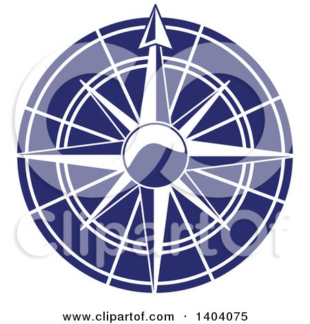 Clipart of a Blue and White Nautical Compass Rose - Royalty Free Vector Illustration by inkgraphics