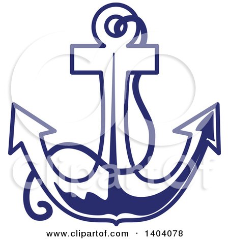 Clipart of a Blue and White Nautical Anchor - Royalty Free Vector Illustration by inkgraphics