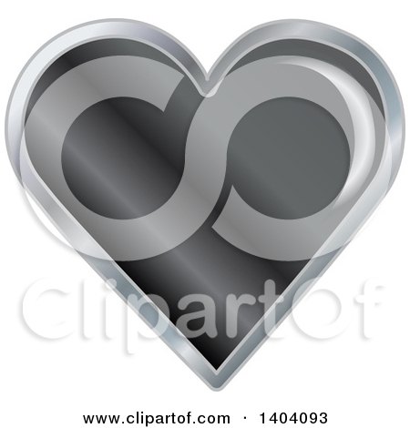 Clipart of a Black Heart in a Silver Frame - Royalty Free Vector Illustration by inkgraphics