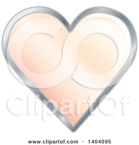 Clipart of a Pastel Orange Heart in a Silver Frame - Royalty Free Vector Illustration by inkgraphics