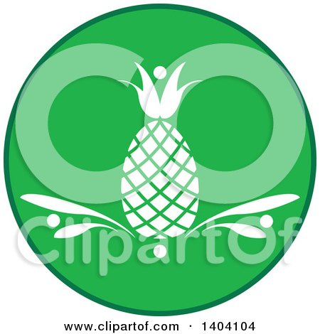 Clipart of a Green and White Round Pineapple Design - Royalty Free Vector Illustration by inkgraphics