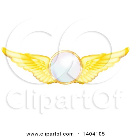 Clipart of a Circle with Gold Wings - Royalty Free Vector Illustration by inkgraphics