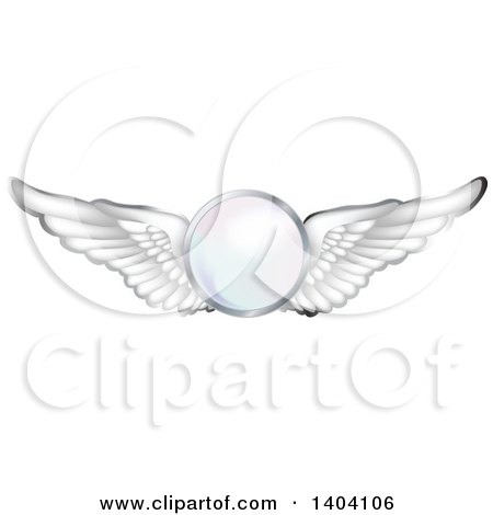 Clipart of a Circle with Silver Wings - Royalty Free Vector Illustration by inkgraphics