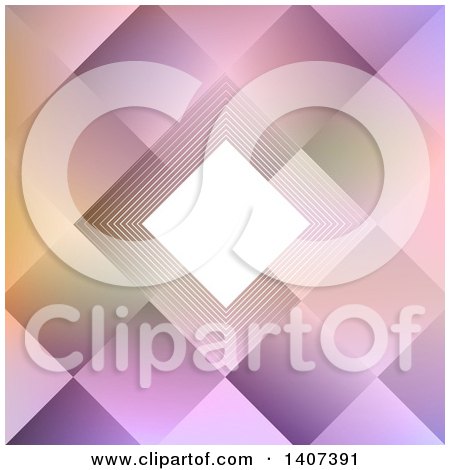 Clipart of a Gradient Purple Diamond or Square Geometric Background - Royalty Free Vector Illustration by KJ Pargeter