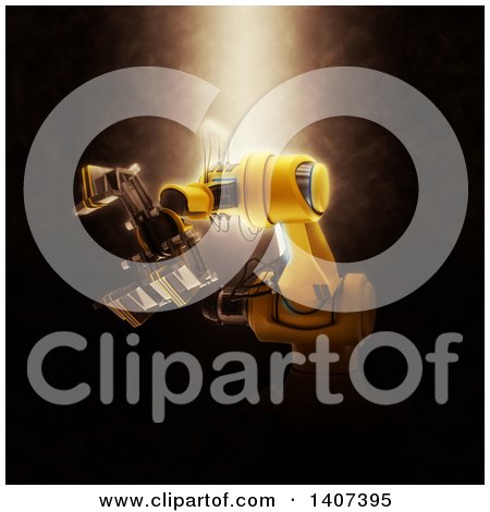 Clipart of a 3d Robotic Arm in Dramatic Lighting - Royalty Free Illustration by KJ Pargeter