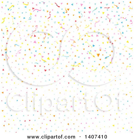 Clipart of a Background of Colorful Confetti and Streamers - Royalty Free Vector Illustration by KJ Pargeter