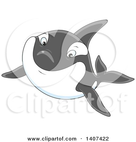 Clipart of a Happy Killer Whale Orca Swimming - Royalty Free Vector Illustration by Alex Bannykh