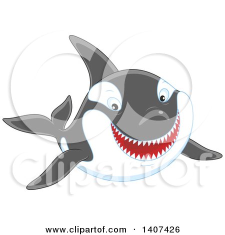 Clipart of a Killer Whale Orca Swimming - Royalty Free Vector Illustration by Alex Bannykh