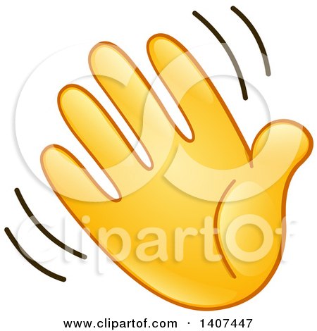 Clipart of a Cartoon Emoji Hand Waving - Royalty Free Vector Illustration by yayayoyo