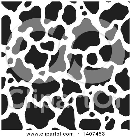 Clipart of a Black and White Seamless Cow Pattern - Royalty Free Vector Illustration by Any Vector