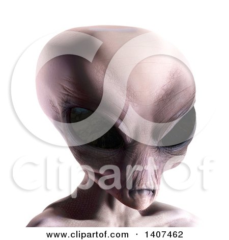 Clipart of a 3d Alien, on a White Background - Royalty Free Illustration by Leo Blanchette