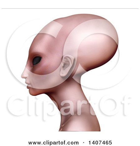 Clipart of a 3d Alien Hybrid Nephilim in Profile, on a White Background - Royalty Free Illustration by Leo Blanchette