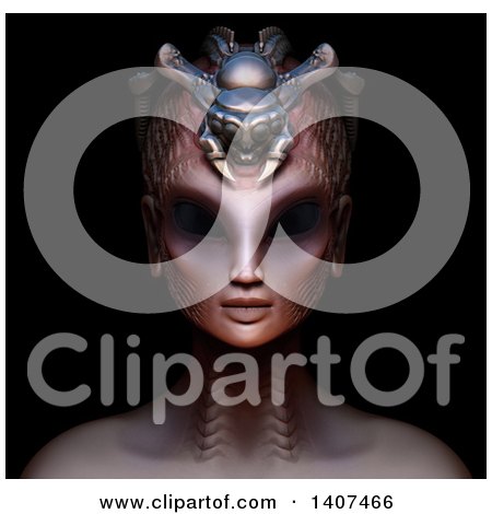 Clipart of a 3d Alien Queen, on a Black Background - Royalty Free Illustration by Leo Blanchette