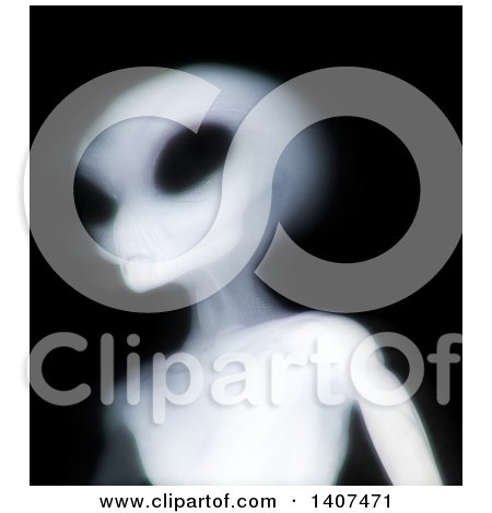 Clipart of a 3d Xray Alien, on a Black Background - Royalty Free Illustration by Leo Blanchette