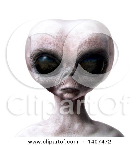 Clipart of a 3d Alien, on a White Background - Royalty Free Illustration by Leo Blanchette